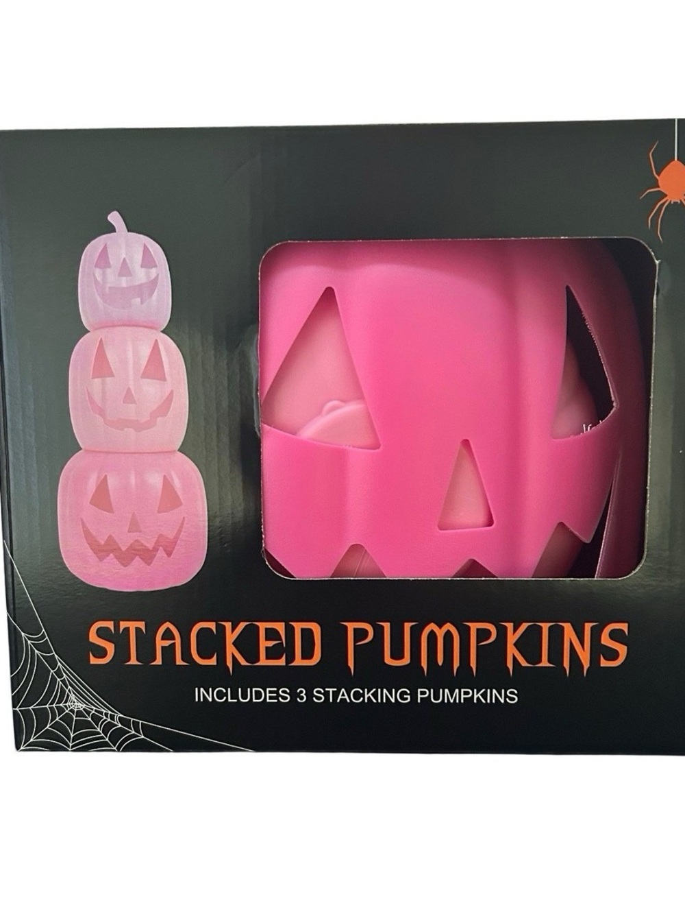 Pink Stacking Pumpkins Halloween Decor Set of 3 Spooky Cute Coquette New In Box